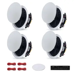 【Summervibes】VEVOR Bluetooth Ceiling Speakers, 6.5", In Ceiling & In-Wall Speaker System with Amplifier, 2-Way, for Damp and Humid Placement, Home Theater, Covered Outdoor Patio and Flush Mount Wired, 4 Speakers