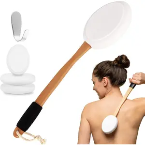 Lotion Applicator for Back | 17" Long Handle Back Lotion Applicator | Easy Reach Self Application for Body Cream, Self Tanning, Pain Relief Gels & Medical Ointments | Includes 4 Textured Pads