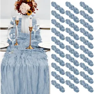 30 Pack Dusty Blue 10Ft Cheesecloth Boho Gauze Cheese Cloth Table Long Sheer Table for Wedding Bridal Shower