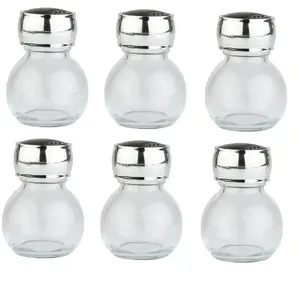 Orii 3 oz. Orb Spice & Storage Jars – Set of 6 Heavy-Duty Glass with Chrome Lids
