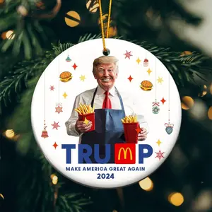 Trump Make America Great Again Christmas Ceramic Ornament, Christmas Tree Decor, Gift For Lover Trump - Circle, Star, Heart, Oval Shapes