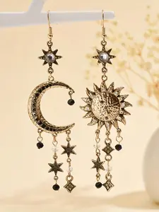 Vintage Sun & Moon Design Dangle Earrings, High Quality Earrings, Boho Style Jewelry for Women, Trendy All-match & Exquisite Jewelry for Birthday Gift