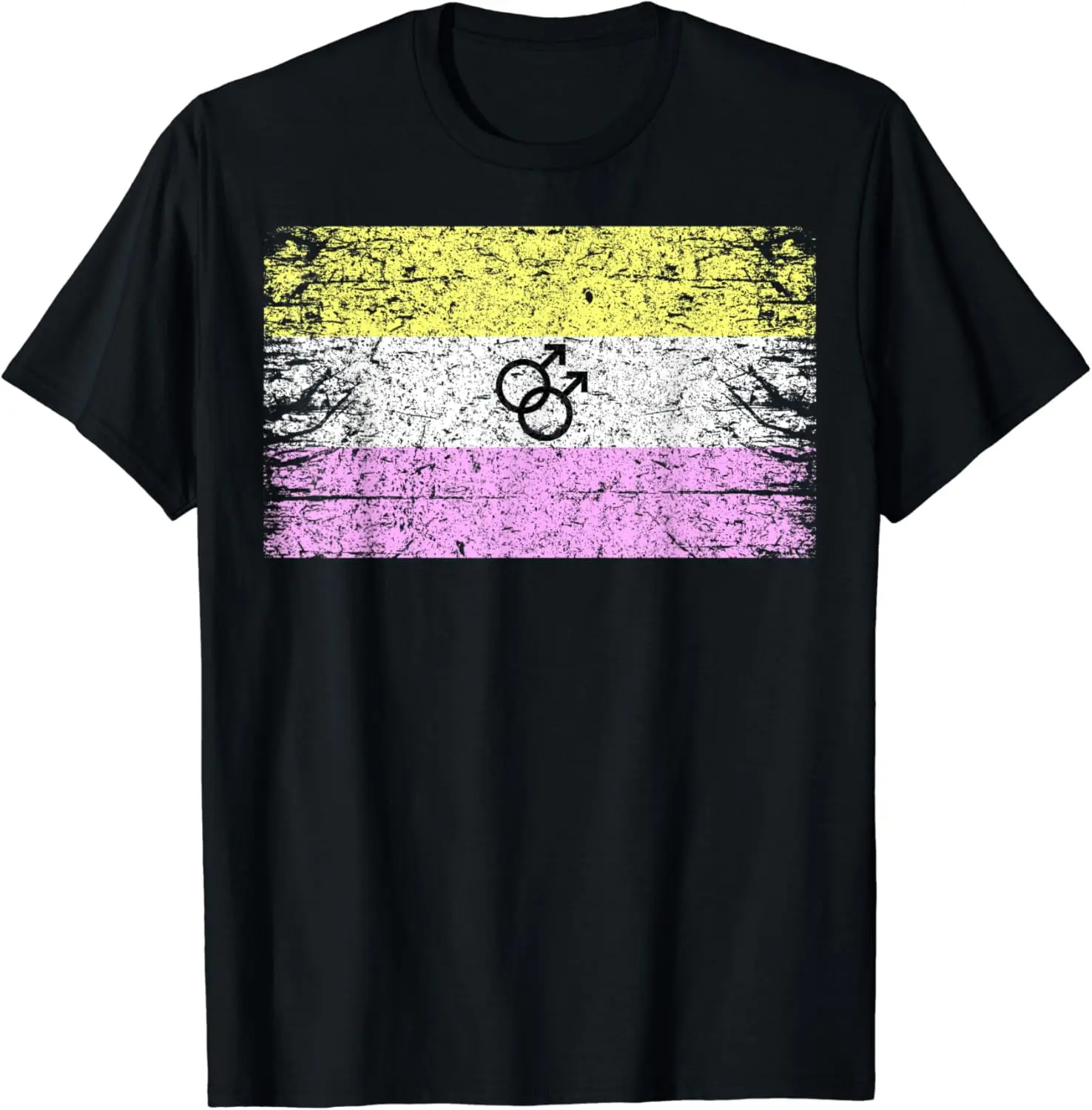 Vintage Twink Double Male Symbol Twink Pride Flag Summer Casual Shortsleeve Cotton T-Shirt