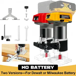 800W Cordless Wood Router Compatible With Dewalt 20V Battery,byczone 30000RPM Brushless Motor Router Attach 15PCS 1/4" Router Bits,6 Speeds Hand Trim Router,Edge Guide,Roller Guide,(NO Battery) Tool Hardware Cutting