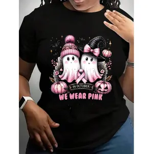 In October We Wear Pink Shirt, Ghost Breast Cancer Shirt, Breast Cancer Halloween Tee, Say Boo To Cancer Shirt, Pink Ribbon Shirt