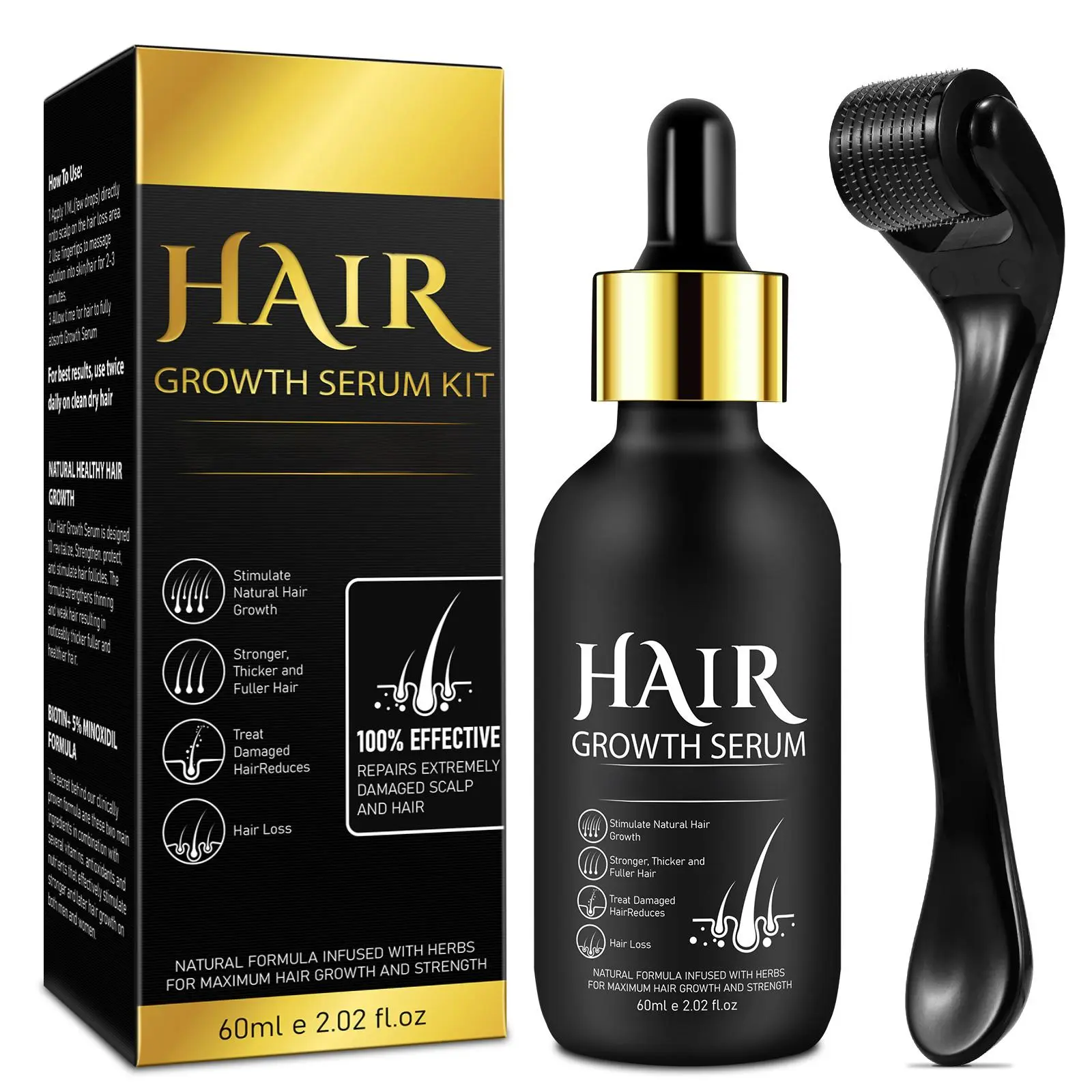 Hair Growth Oil for Men and Women - Regrowth Serum, Extra Strength Spray for Hair Loss, Thicker Healthier Hair, Beard Growth Kit, Topical Treatment, 2.02 oz