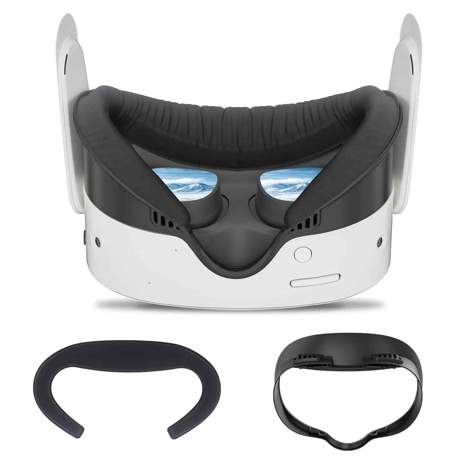 Compatible with Oculus Quest 3s  Pad Cover - Widen Facial Interface,Cooling Ice Silk Cotton  Cushion Replacement for Meta Quest 3s Accessories, Breathable Air-Circulation and Anti-Fog Design