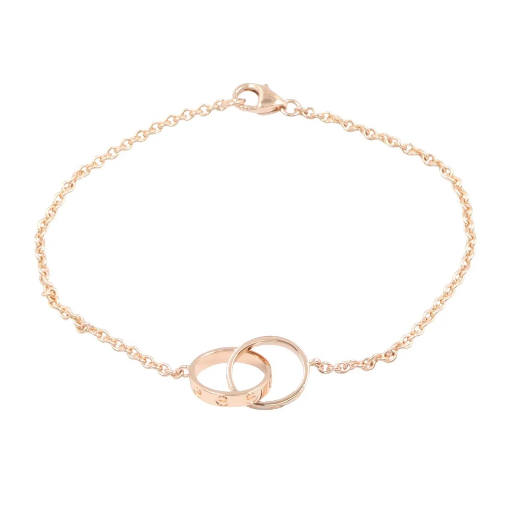 Pre-owned Cartier 18K Rose Gold (Au750) Small Leather Goods Baby Love Au750 Bracelet Size 17
