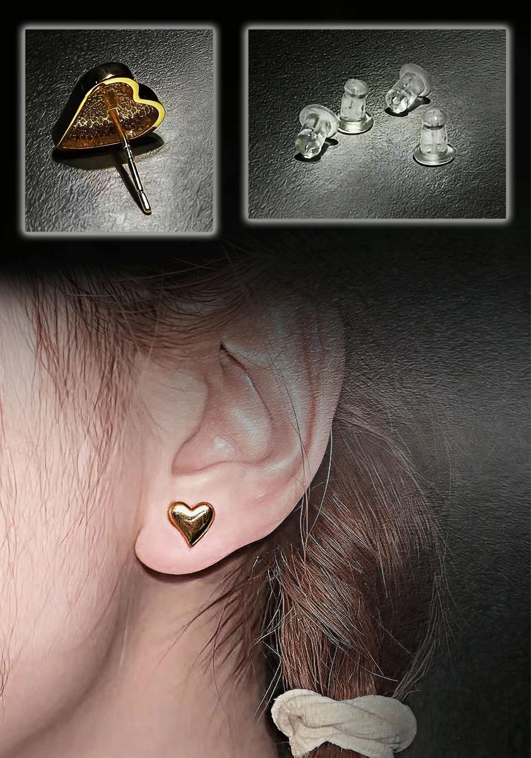 Gold Heart Stud Earrings - S925 Silver Post, Copper,- Summer Daily & Date Wear Hypoallergenic Jewelry accessories