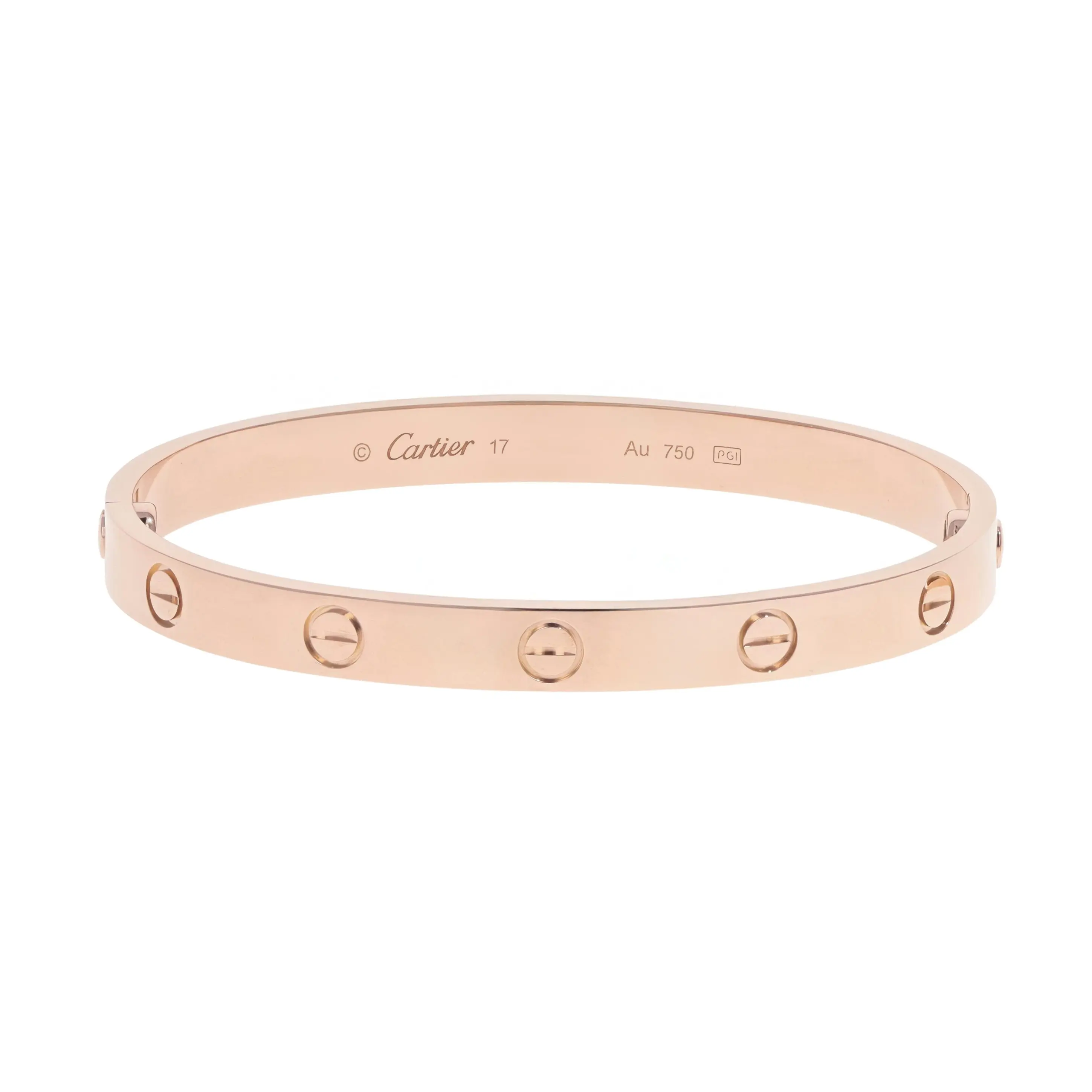 Pre-owned Cartier Love Bangle Bracelet Size 17
