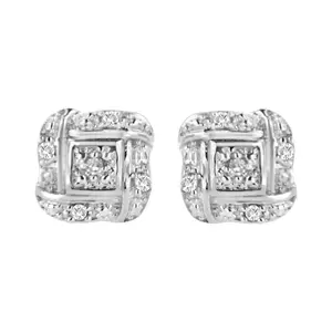 Sterling Silver Diamond Stud Earrings