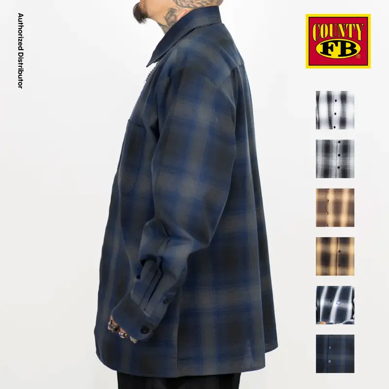 FB COUNTY Men's Checkered Shirts FBCOUNTY Checker Pattern Long Sleeve Shirts Collared Shirt Button Up 2 Pocket Hip Hop Loose Fit Chicano Fashion