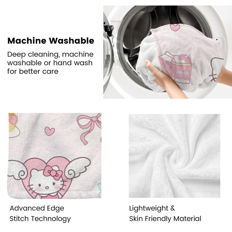 Sanrio Hello Kitty Pink Plush Blanket with Adorable Character Patterns and Sweet Designs for Cozy Comfort Ideal for Snuggling and Relaxing