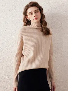 COMOBOCA 100% Wool Women's All-in-One Knit Turtleneck Sweater for Ultimate Luxury and Comfortable Wear