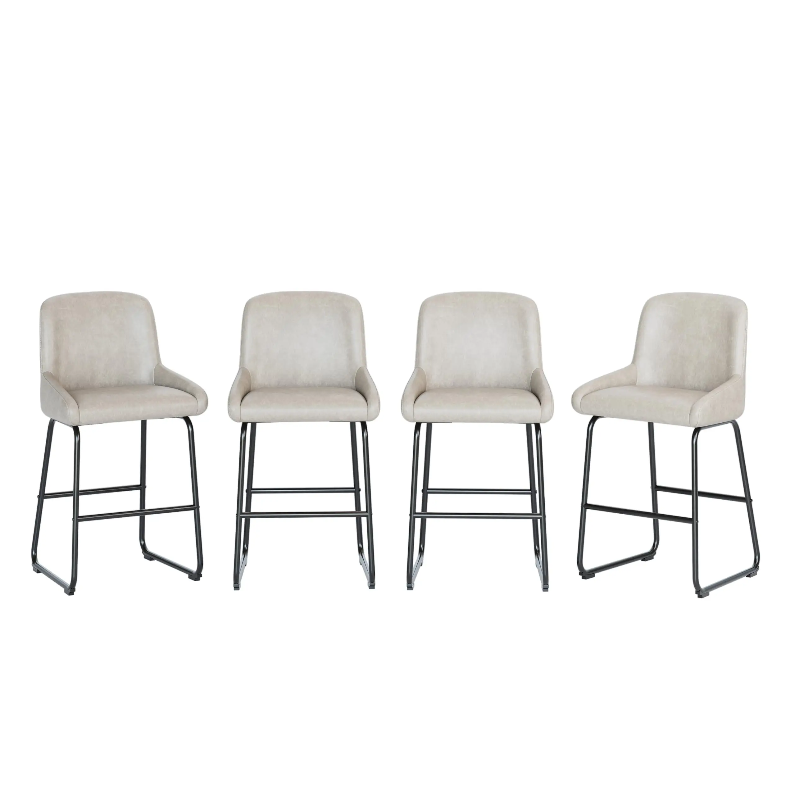 Garvee Barstools Set of 4, PU Leather Counter Height Barstools,Modern Upholstered Bar Chair with Back and Footrest,Kitchen Island Chairs for Bar,Cafe,Dining Room