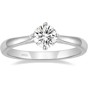 1pc GRA Round Cut Halo Moissanite Ring S925 Silver D-VVS Engagement Promise Wedding Band Women