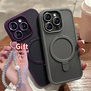 Magnetic Phone Case for Iphone 11/12/13/14/15 Pro Max Series, Featuring a Sturdy Anti-Drop Design, an Integrated 360° Rotating Stand, And Compatibility with Wireless Charging.
