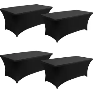 Spandex Table Cover Table Cloth for Folding Tables Fitted Rectangular Tablecover Washable Wrinkle Resistant Polyester Stretch Tablecloth Protector for Wedding Banquet Party