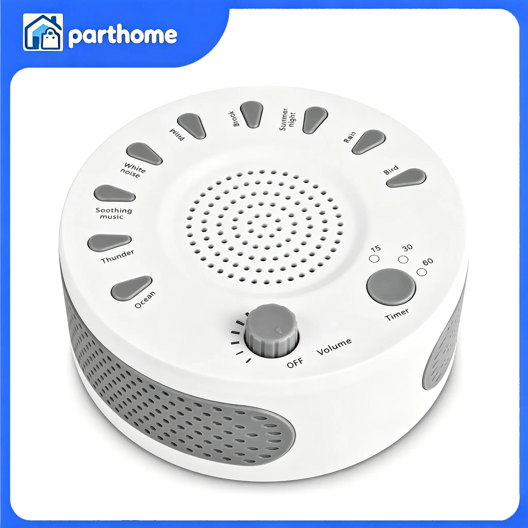 White ABS White Noise Sound Machine Built-In Multiple Natural Sounds With 15/30/60 Min Timer For Sleeping Noise Block Home Dorm Office Travel Use