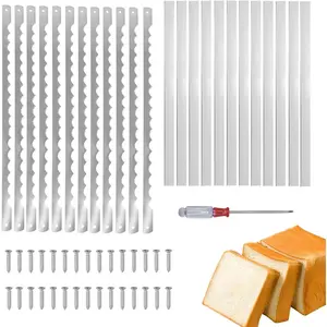 12 Pcs Bread Bow Knife Blades, 10.8" Serrated Stainless Steel blades with Screws, Screwdriver, and Safety Guard, Replacement for Wood Bread Cutter, Bow Bread Knife Replacement Blades