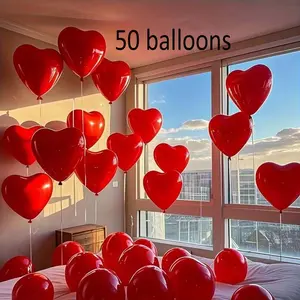 50 Piece Set Balloons for Party Decoration, Perfect for Birthday, Anniversary, Valentine's Day, Mother's Day, Proposal, Heart Shaped Balloons