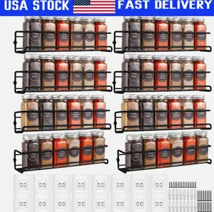 8 Pack Spice Rack Wall Mount Hanging Spice Shelf Organizer for Cabinet Storage