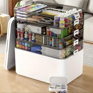 Medicine Organizer with, Pill Box and Handle, Portable Large Capacity Medicine Storage Organizer with Moisture-Proof, Empty First Aid Box for Home, Dorm, Office, Travel, Clear Storage Box, Multifunctional Storage Bin