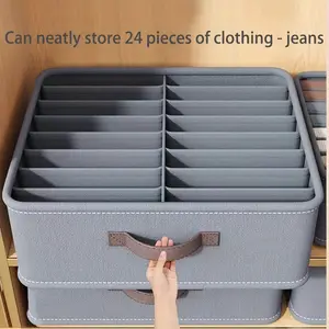 Foldable Nylon Sectioned Storage Box, Large 28-Compartment Closet Organizer for Jeans T-Shirts Socks and Underwear, Sturdy Drawer Organizer Bin for Bedroom Wardrobe and Commercial Display Storage