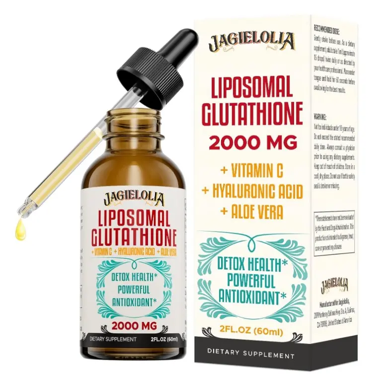 Jagielolia 2000MG Liposomal Glutathione Liquid, Made in The USA, Reduced Glutathione Supplement, Enhanced Absorption, Non-GMO, Powerful Antioxidant for Immune System, Energy, Aging Defense, 2 Floz