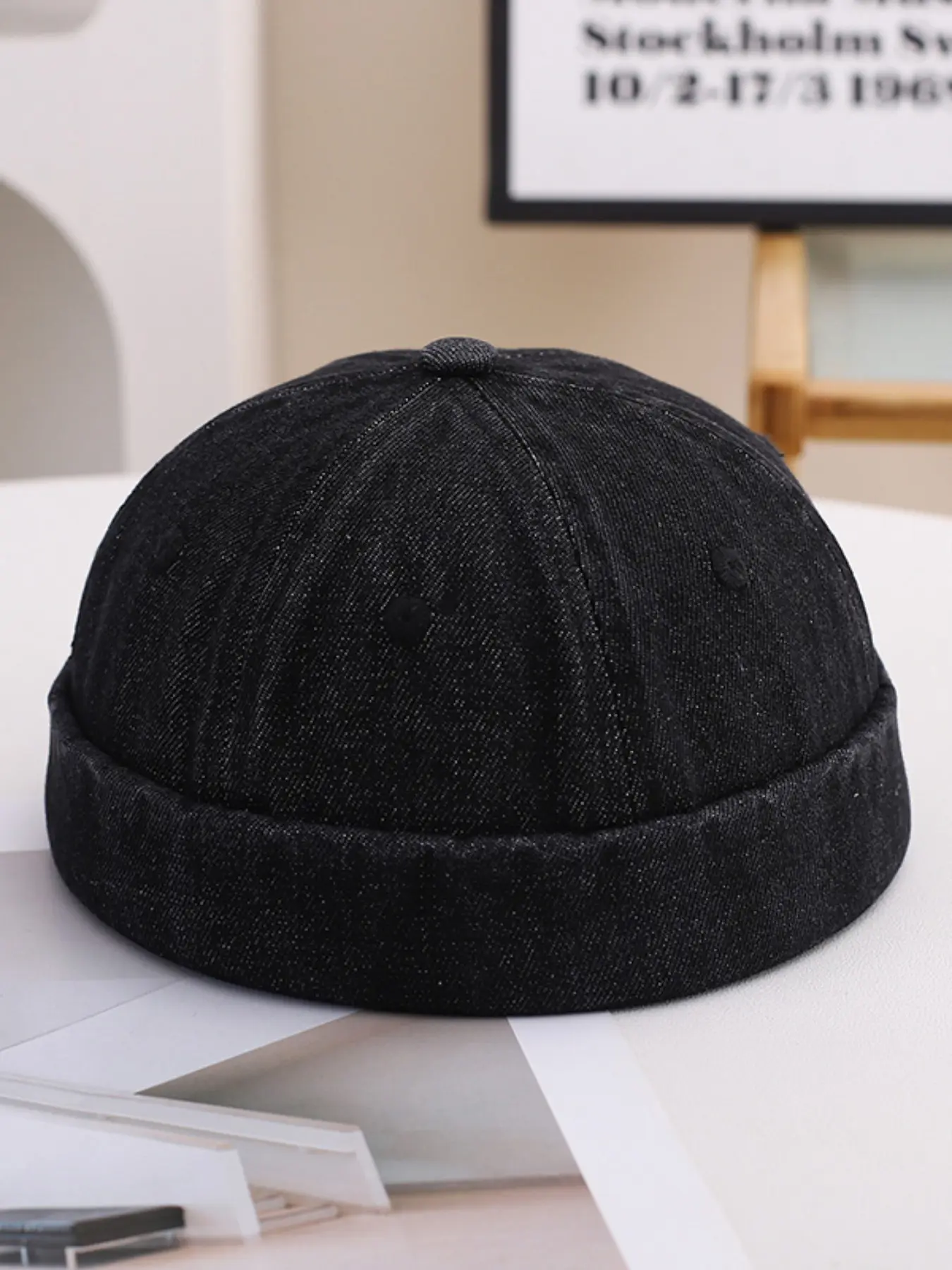 Korean Style Washed Solid Color Hat, Fashion Streetwear Bowler Cap, Casual Basic Simple Design, Trendy Modern No Brim Hat for Men and Women