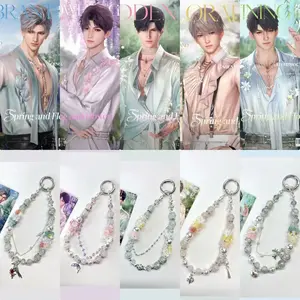 Game Love and Deepspace Stripes Rafayel Xavier Zayne Sylus Caleb Stereoscopic Flower Bead Chain for iPhone 16 15 14 13 Pro Max