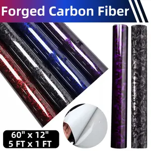 60" x 12" Car Interior and External Sticker Self-adhesive - Gloss Forged Carbon Fibre, 5 FT x 1 FT Auto Racing Stripes Body Side DIY Decal Vinyl Stripe Sticker Accessories Modified Decoration Roll Covering Scratches and Aging with Air Release Universal