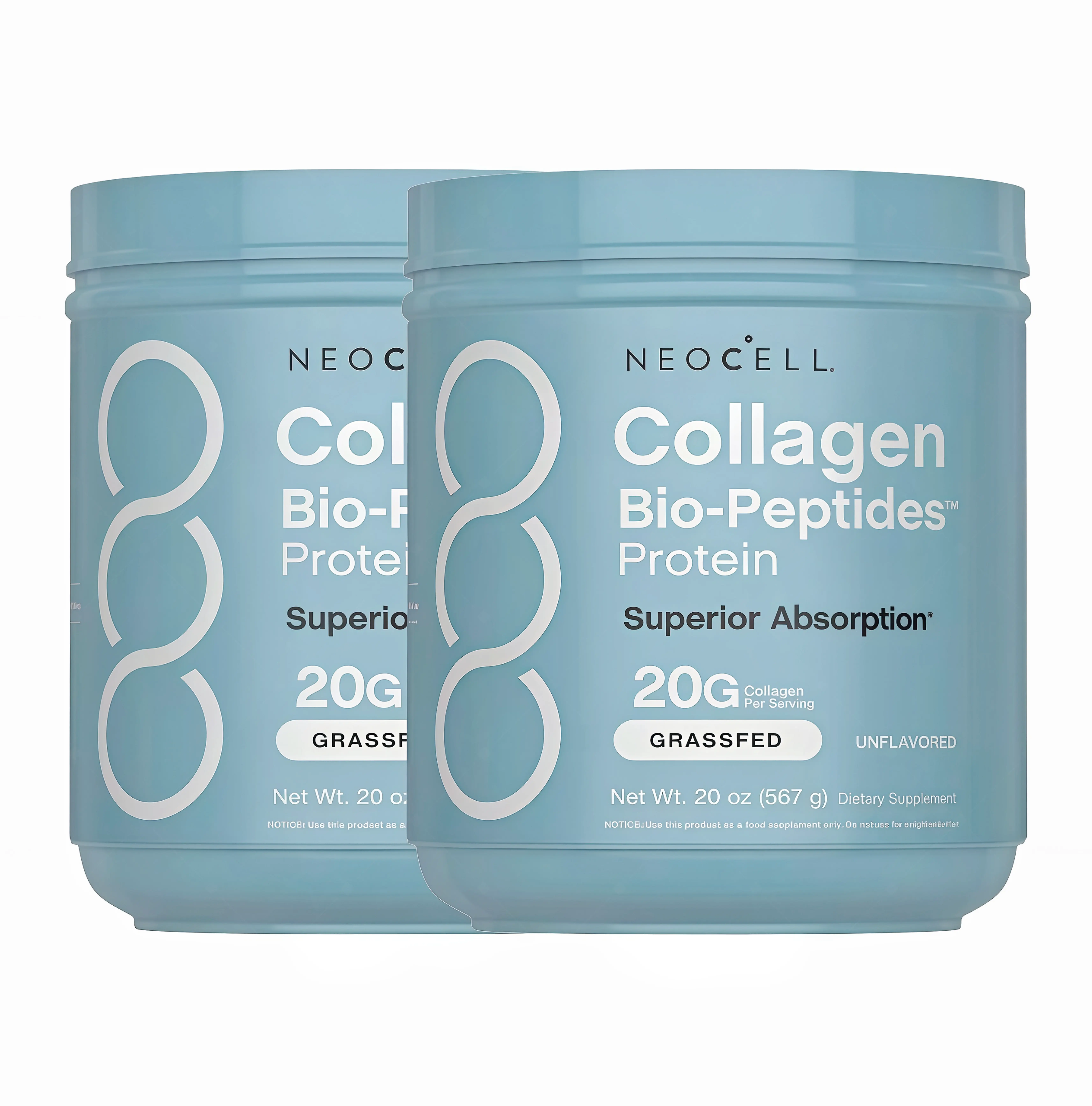 2 Pack NeoCell Collagen Peptides Powder 20oz - Grassfed Protein Supplement EP- Advanced with 18 Essential Amino Acids