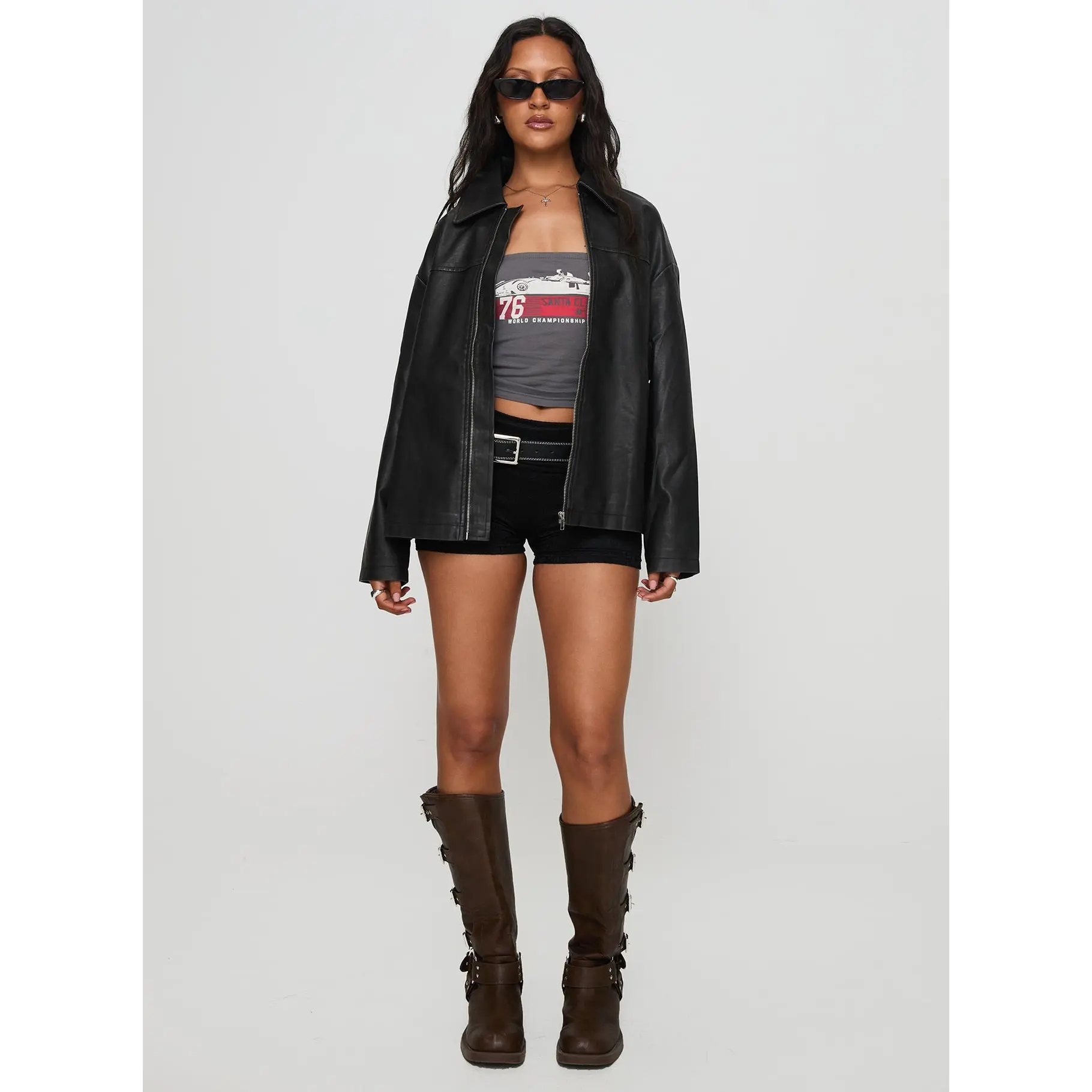 Napoleon Faux Leather Jacket Black - TikTok Shop