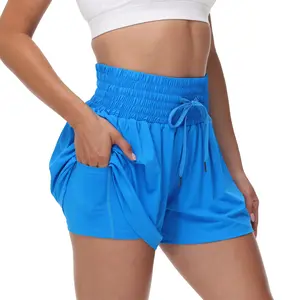 2-in-1 High-Waisted  Flowy Athletic Shorts for Women Gym Workout Running Lounge Pants with Pockets Elastic Drawstring Cute Clothes Summer Outfits Sportswear Hiking Exercise Cycling Outdoor
