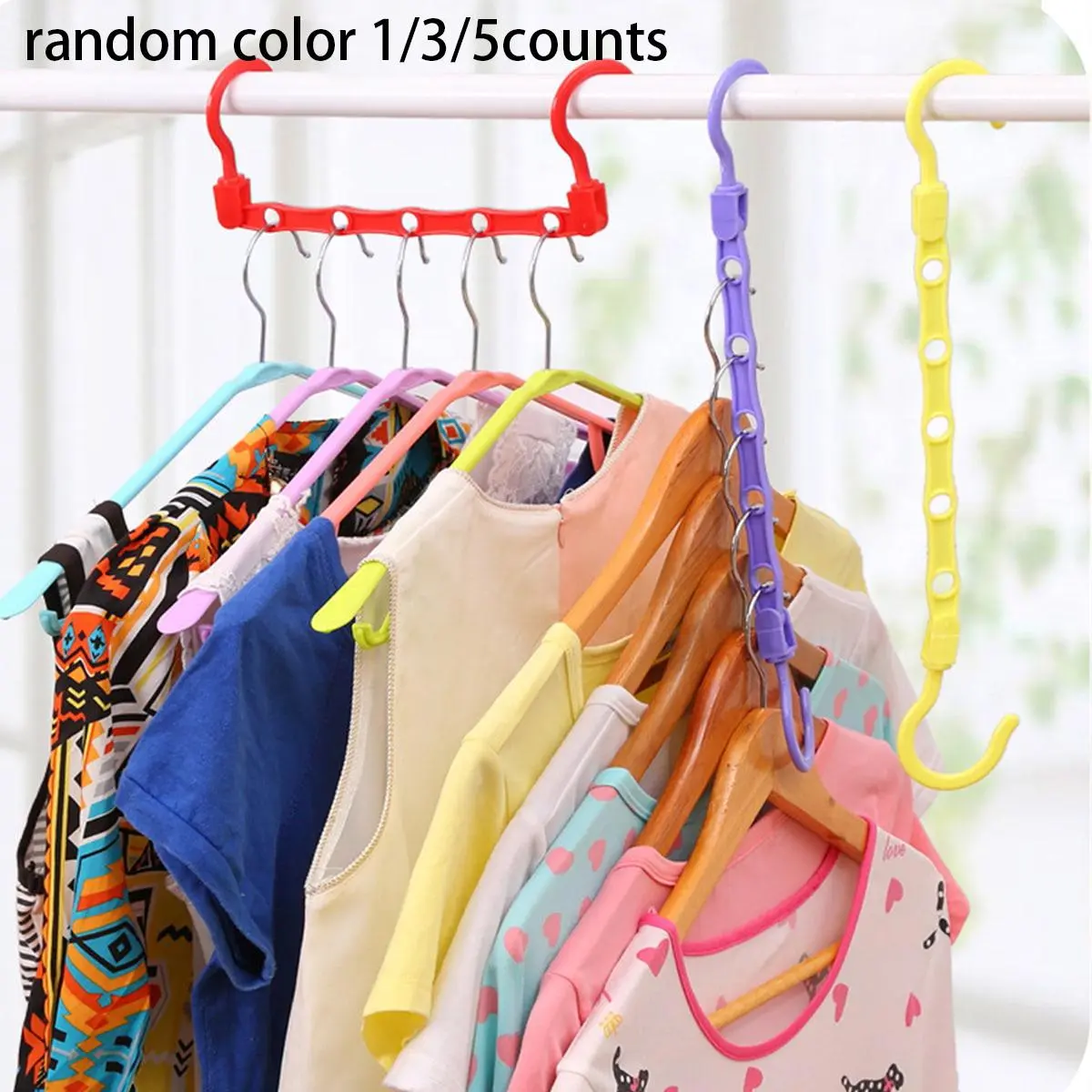 Multifunctional Non-Slip Windproof Clothes Hanger Set, Creative 5-Hole Magic Hanger for Closet Space-Saving and Drying Rack, Coat Hangers for Closet