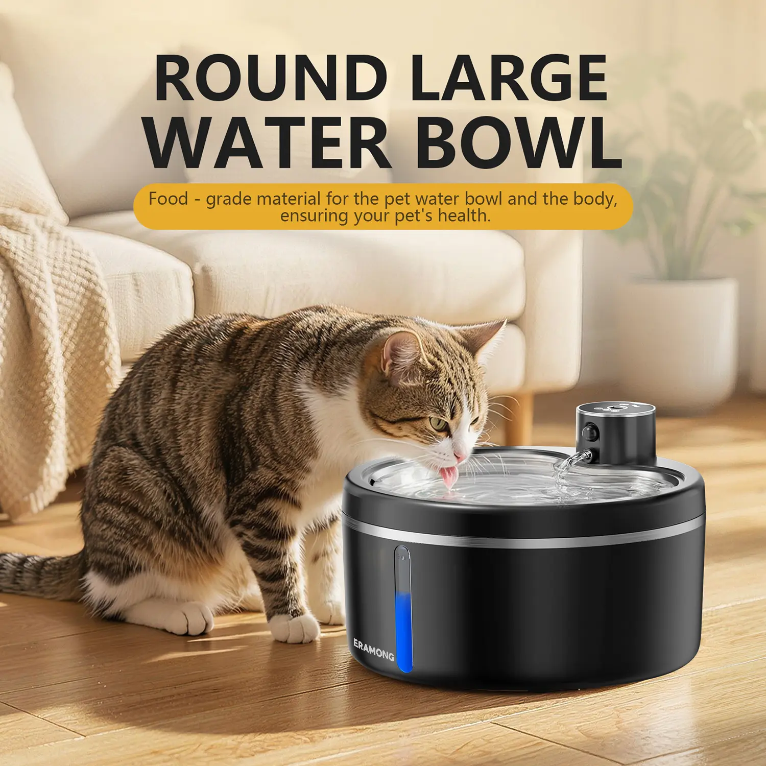 Smart Wireless Dynamic Pet Water Fountain - 2.5L/84.54oz Automatic Water Feeder, Ultra-Quiet Pump, 4-Layer Filtration, Dual Power Supply, Adjustable Slow Feeder Drinking Bowl for Cats & Dogs (W03A)