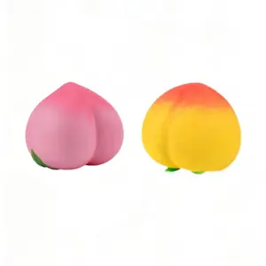 2PCS Peach Squishies, Peach Squishies Slow Rising Stress Relief, ToySqueezable Toy Fruit Ball Realistic Strawberry Model Party Favor Slow Rise Pressure Release Toy Adults, Soft Flexible Fidget Toys Decompression Gift for Adults