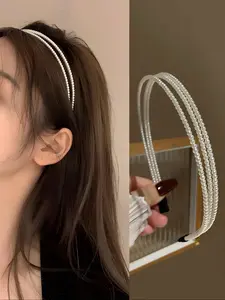 Elegant French Pearl Three-Layer Hairband, Stylish Design, Perfect Match for Various, 1pc Fashion Accessory, Headbands