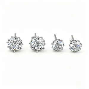 Moissanite Stud Earrings for Women -   2CT 4 CT 6.5MM 8MM D VVS1 Stackable 18K Gold Plated Lab-Created Moissanite | Elegant Timeless | Genuine Certificate of Authenticity | dealsforyoudays gift， Black Friday Gift