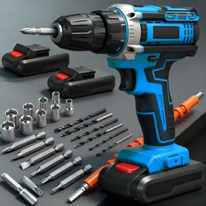 Cordless Drill with Battery and Charger, 21V Powerdrill Tool Set with 2 Batteries for Specialized Field and Homework, Electric Drill with LED Light, Variable Speed Mode