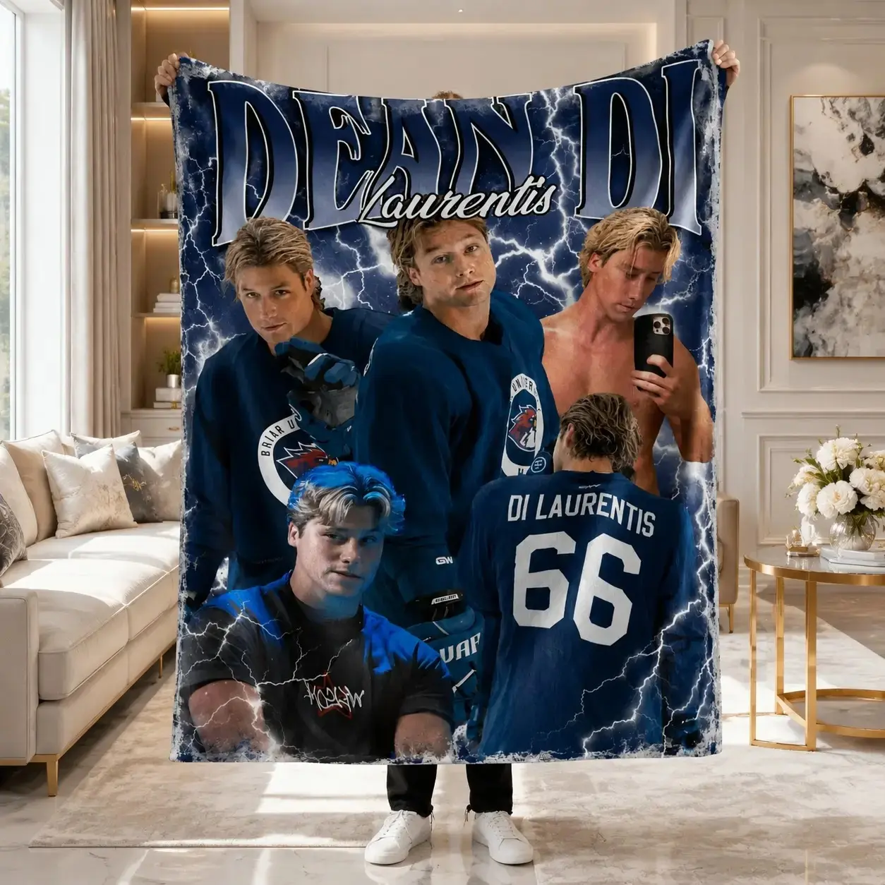 College Hockey Romance Style Flannel Throw Blanket, Varsity Player Inspired Plush Fleece Blanket, Cozy Reading Blanket for Dorm Room Bedroom Sofa Decor,warm