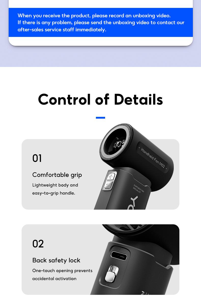 Yodevoe Handheld Fan, Turbo Powerful Airflow, Stylish Mini Pocket Fan, 100 Wind Speed ​​Settings, Up to 15 Hours of Battery Life, Rechargeable Portable Fan, Suitable for Travel and Office Use, Includes Lanyard and USB Type-C Charging Port