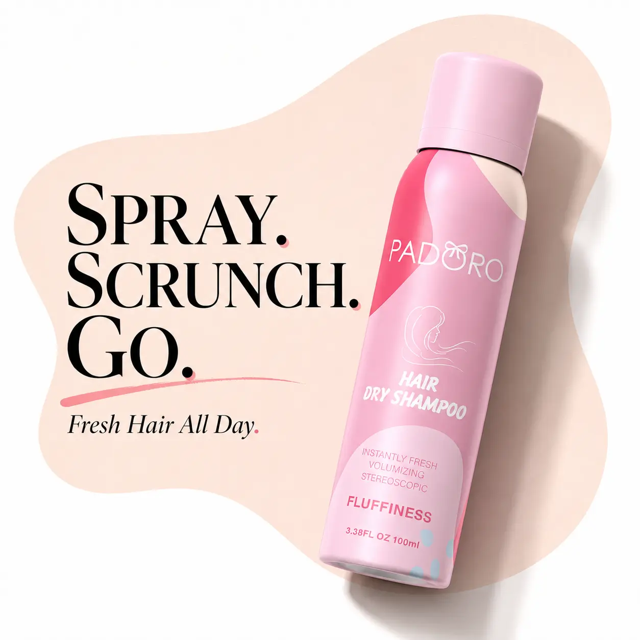 Padoro Dry Shampoo Spray for Oily Hair, Instant Oil Control & Volume Boost, No Wash Hair Refresh,30s Hair Refresh for Greasy Hair, Lightweight & Invisible,for Thin Hair, Instant Volume Boost, No Residue Hair Refresh Spray.No White Residue, Gentle Formula.