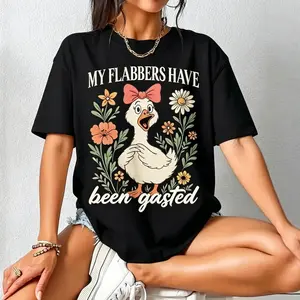 [Ssummer outfits]My Flabbers Have Been Gasted Shirt, Gag Gift Rude Goose Mood Snarky Animal Tee, Sarcastic Goose Humor T-Shirt, Attitude Adult Humor Fun Goose Teee