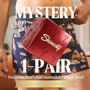 Shinesty Mens Mystery Boxer Brief - Ball Hammock® Pouch Support, Standard Length 6 Inch Inseam, Silky Soft, Stretchy, Breathable Natural MicroModal Fabric, Best Mens Underwear
