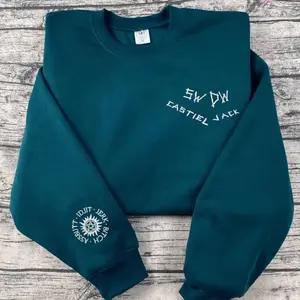 Supernatural Inspired Embroidered Sweatshirt | Anti-Possession Symbol Crewneck | Castiel Jack SWDW Fandom Gift | Unisex Cozy Pullover