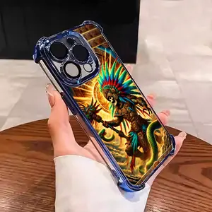 Indian tribe skeleton warriors Men's style tough guy Suitable for Aesthetic Electroplated TPU Casing For iphone 17 16 15 14 13 12 11 X XS PRO PLUS MAX AIR Four Corners Anti-Fall Transparent Casual Soft Silicone Phone Cases Perfect Gift for Men's L1731