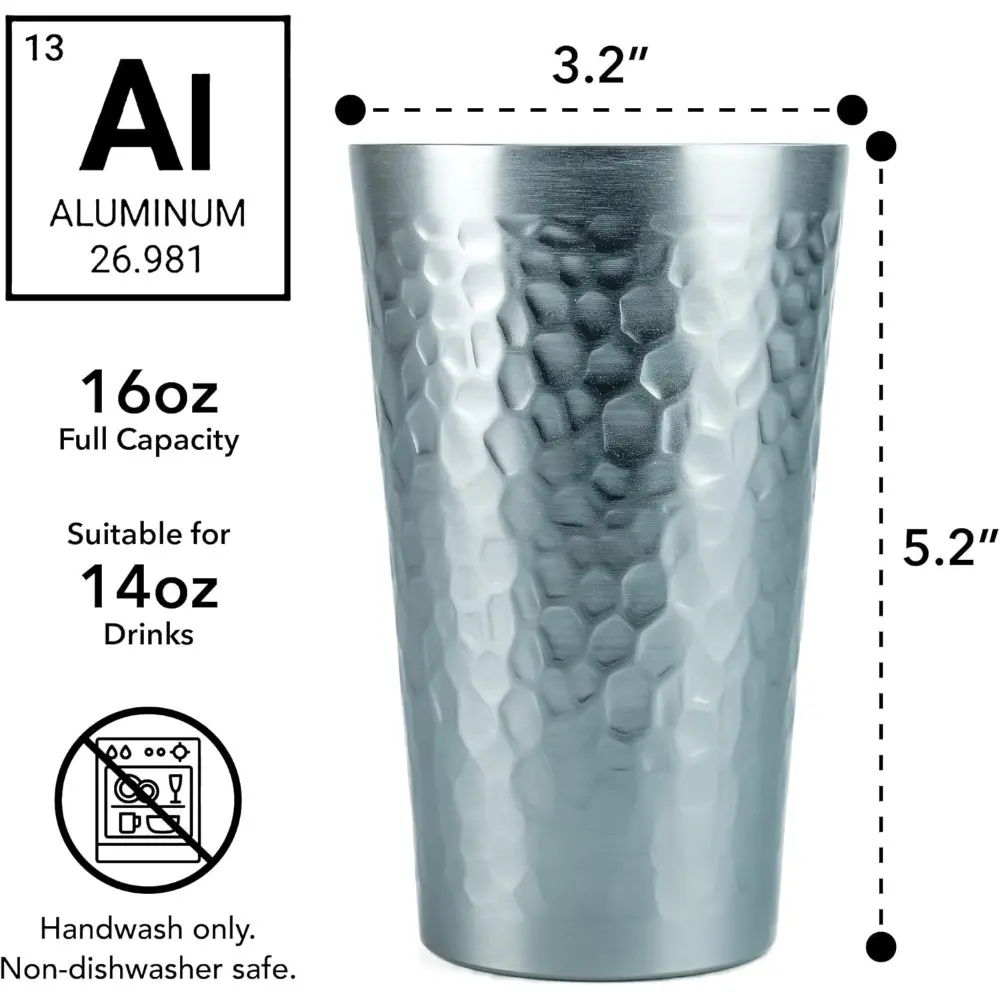 Aluminum Cups for Drinks, Hammered Gray Tumblers Set of 6, Aluminum  Drinking Cups for Father's Day Gift, 16 oz - TikTok Shop