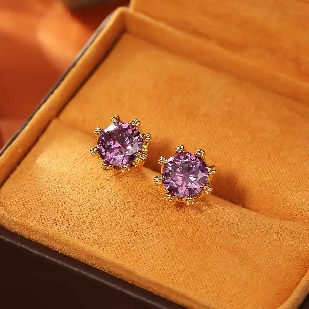 E102 Shiny Iced Out Cubic Zirconia Earrings Anti Fade Plated Hip Hop Ear Jewelry For Him Her